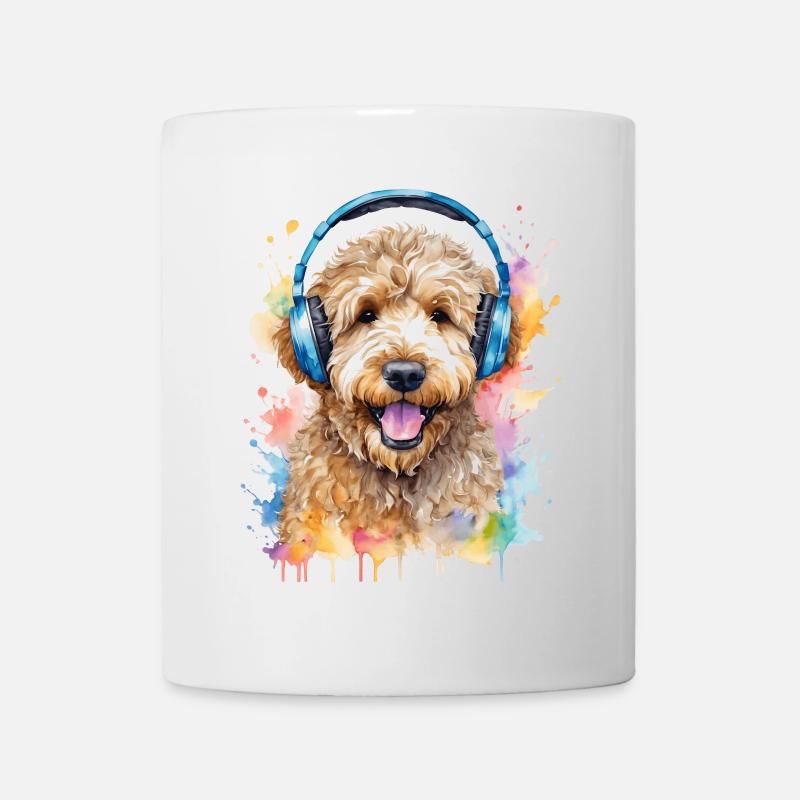 Goldendoodle Kopfhörer Hund Tier Design Print - Tasse - Weiß