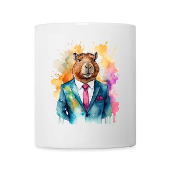 Capybara Anzug Capy Bunt Tier Design Print - Tasse - Weiß - Vorne