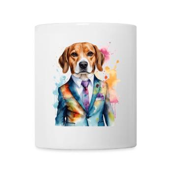 Beagle Suit Dog Colorful Funny Animal Design Print - Mug - white - Front