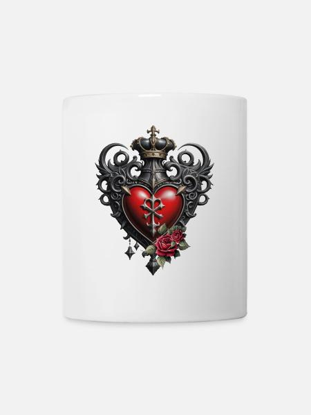 Elegantes Gothic Herz - Tasse - Weiß