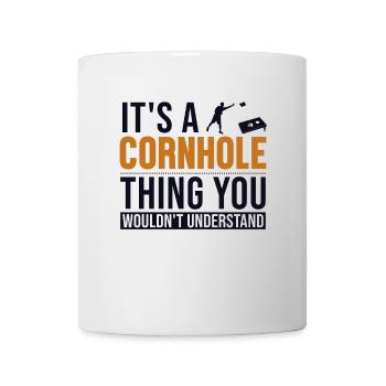 Es ist ein Cornhole-Ding Spielbretter Sitzsack - Tasse - Weiß - Vorne