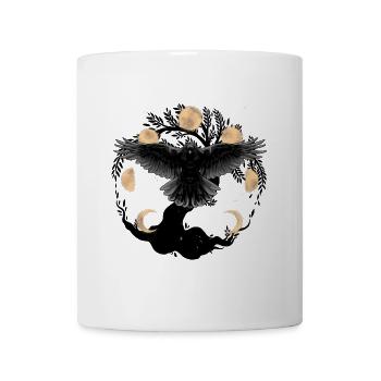 moon phase mystical raven crow tree nature ravens - Mug - white - Front