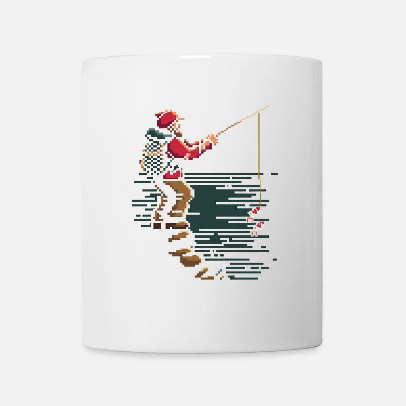 Gráfico de píxeles de pesca - Taza - blanco