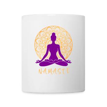 Lotus Flower Yoga Pose Yin Yang Meditation Mandala - Mug - white - Front
