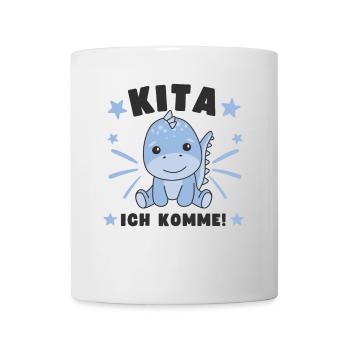 Kita Je viens à la garderie enfant Dino - Mug blanc - blanc - Devant