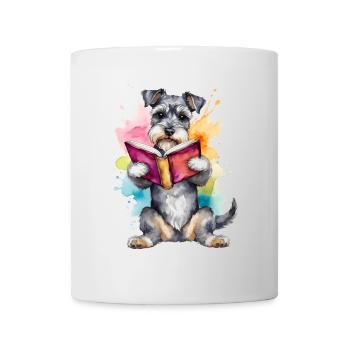 Zwergschnauzer Lesen Hund Lustig Tier Design Print - Tasse - Weiß - Vorne