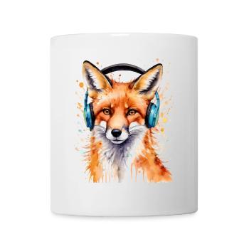 Renard Casque Musique Coloré Animal Design Imprimer - Mug blanc - blanc - Devant