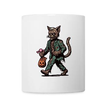 Chat zombie mort-vivant Halloween - Mug blanc - blanc - Devant