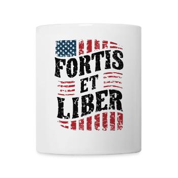 Amerikanische Flagge Fortis et Liber Patriotische Freiheit - Tasse - Weiß - Vorne