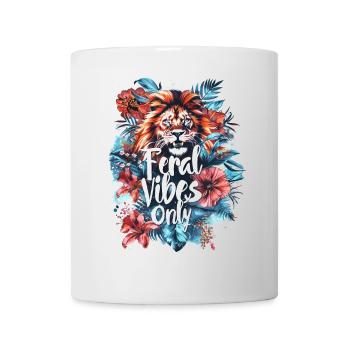 Wild Vibes Nur Löwe Blumig Wild Natur - Tasse - Weiß - Vorne