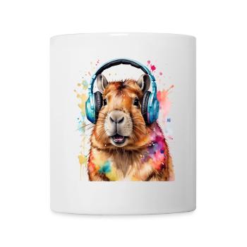 Capybara Headphones Capy Colorful Animal Design Print - Mug - white - Front