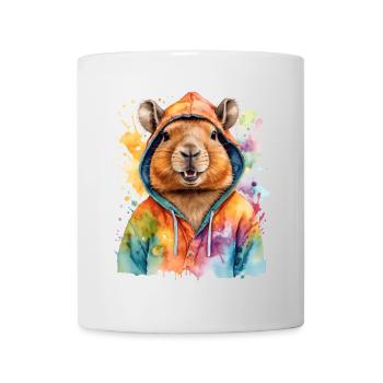 Capybara Hoodie Capy Colorful Animal Design Print - Mug - white - Front