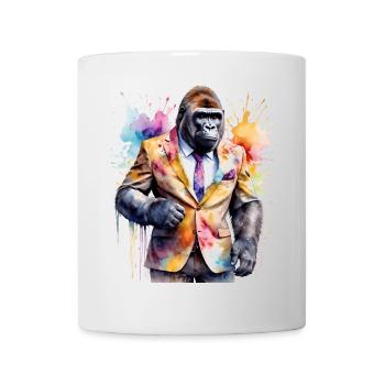 Gorilla Anzug Affe Bunt Tier Design Print - Tasse - Weiß - Vorne