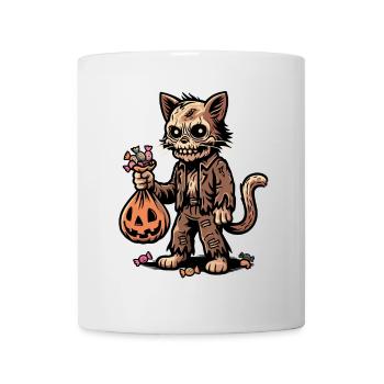 Untote Zombie Katze Süßes Oder Saures - Tasse - Weiß - Vorne