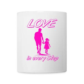 Love in Every Step Father Daughter Pink Silhouette - Mug - white - Front