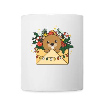 Beaver Christmas Letter Winter Animals Beaver - Mug - white - Front