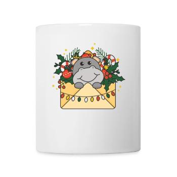 Hippo Christmas Letter Winter Animals Hippos - Mug - white - Front