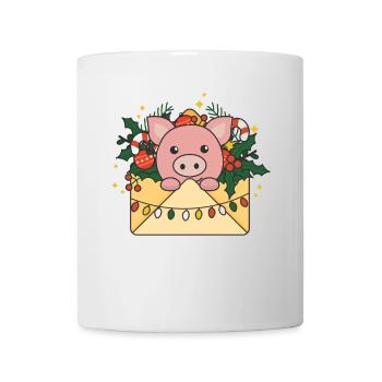 Cochon Noël Lettre Hiver Animaux Cochons - Mug blanc - blanc - Devant