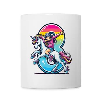 Anniversaire 8 ans Licorne Dab - Mug blanc - blanc - Devant