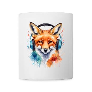 Renard Casque Musique Coloré Animal Design Imprimer - Mug blanc - blanc - Devant