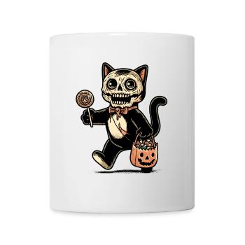 Gruselige Zombie Katze Süßes Oder Saures - Tasse - Weiß - Vorne