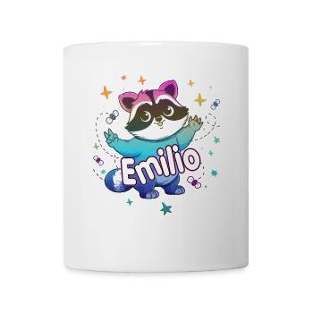 EMILIO - Beau nom de garçon avec un raton laveur mignon - Mug blanc - blanc - Devant
