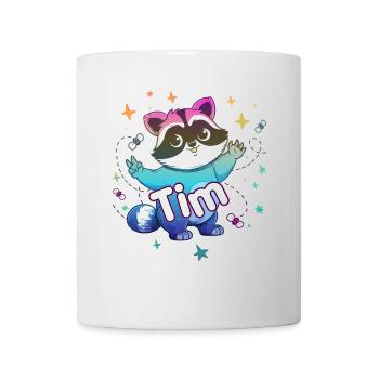 TIM - Beau nom de garçon avec un raton laveur mignon - Mug blanc - blanc - Devant