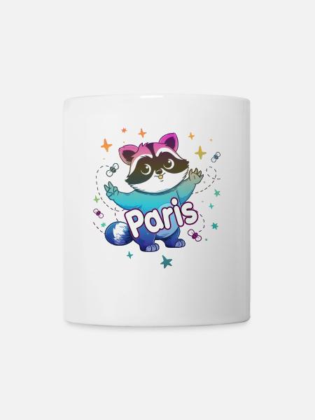 PARIS - Schöner Jungen Name mit süßem Waschbär - Tasse - Weiß