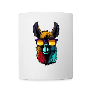 Cool lama alpaga portant des lunettes de soleil design rétro - Mug blanc - blanc - Devant