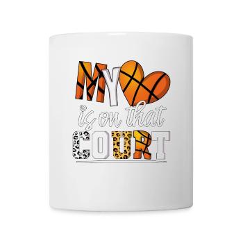 Mein Herz ist auf dem Spielfeld Basketball Spieler - Tasse - Weiß - Vorne