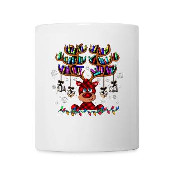 Reindeer Antlers Books Reading Bookworm Christmas - Mug - white - Front