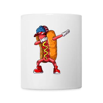 Drôle Hot Dog Dabbing Restauration rapide Cuisine - Mug blanc - blanc - Devant