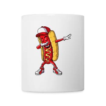 Hot Dog Dancing Dab Dabbing Fast Food Bun Saucisse - Mug blanc - blanc - Devant