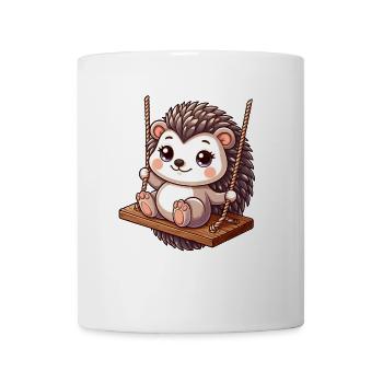 Süßer Igel schaukelt Spielplatz Cartoon Spiel - Tasse - Weiß - Vorne