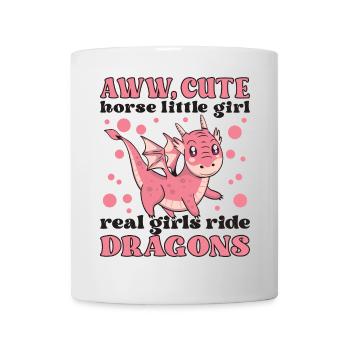 cute horse little girl real girls ride dragons - Mug - white - Front