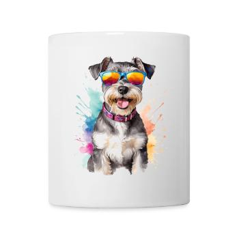 Zwergschnauzer Sonnenbrille Hund Lustig Tier Print - Tasse - Weiß - Vorne