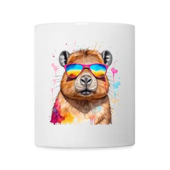 Capybara Sonnenbrille Capy Bunt Tier Design Print - Tasse - Weiß - Vorne