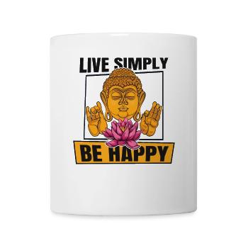 Live Simply Be Happy Buddhist Statue Symbol - Mug - white - Front