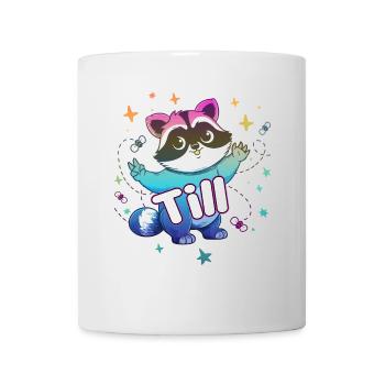 TILL - Beau nom de garçon avec un raton laveur mignon - Mug blanc - blanc - Devant