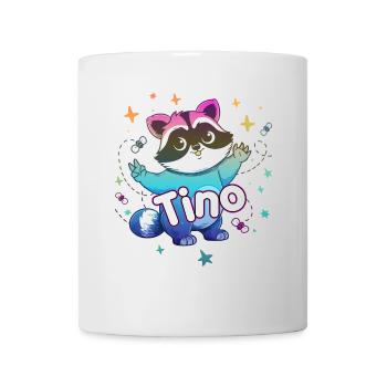 TINO - Schöner Jungen Name mit süßem Waschbär - Tasse - Weiß - Vorne