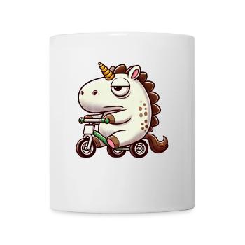 Einhorn auf Dreirad lustig skurril Fabelwesen - Tasse - Weiß - Vorne