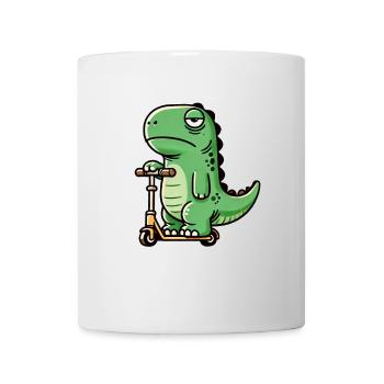 Drôle dino T-rex sur scooter pour enfants drôle k - Mug blanc - blanc - Devant