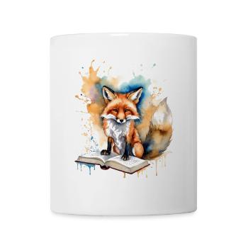 Renard lecture livre Coloré Animal Design Imprimer - Mug blanc - blanc - Devant