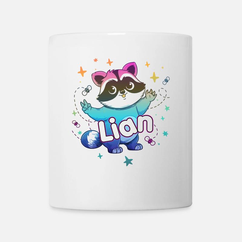 LIAN - Schöner Jungen Name mit süßem Waschbär - Tasse - Weiß