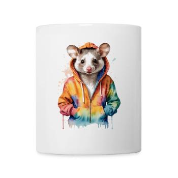 Sweat à capuche opossum Imprimé de design d’animal coloré - Mug blanc - blanc - Devant