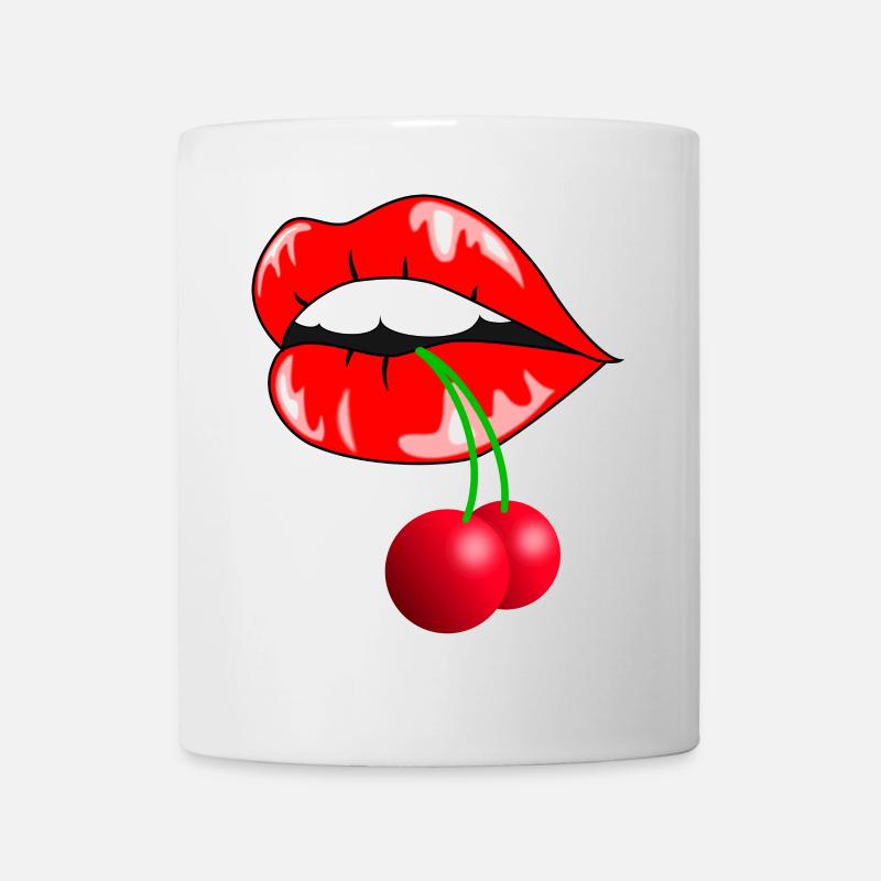 Cerises ludiques avec motif de lèvres - Mug blanc - blanc