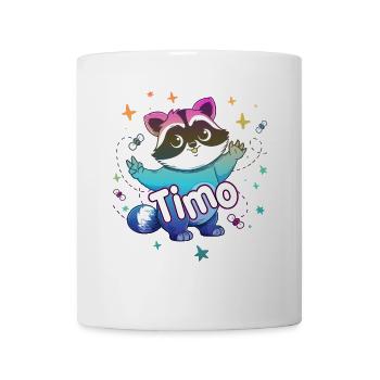 TIMO - Beau nom de garçon avec un raton laveur mignon - Mug blanc - blanc - Devant