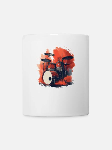 Schlagzeug Retro Style - Tasse - Weiß