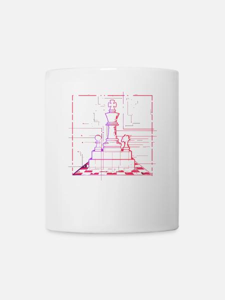 Schachfiguren Skizze Retrowave - Tasse - Weiß
