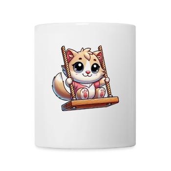 chat mignon bercement dessin animé aire de jeux amusant - Mug blanc - blanc - Devant